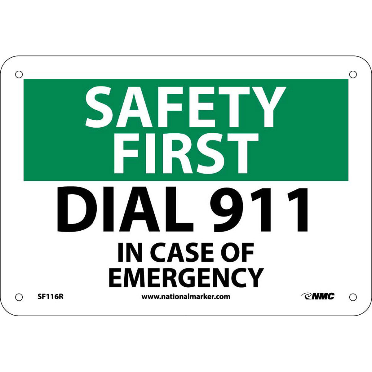 NM 7" X 10" White .05" Rigid Plastic Emergency Dial 911 "DIAL 911 IN CASE OF EMERGENCY"-eSafety Supplies, Inc