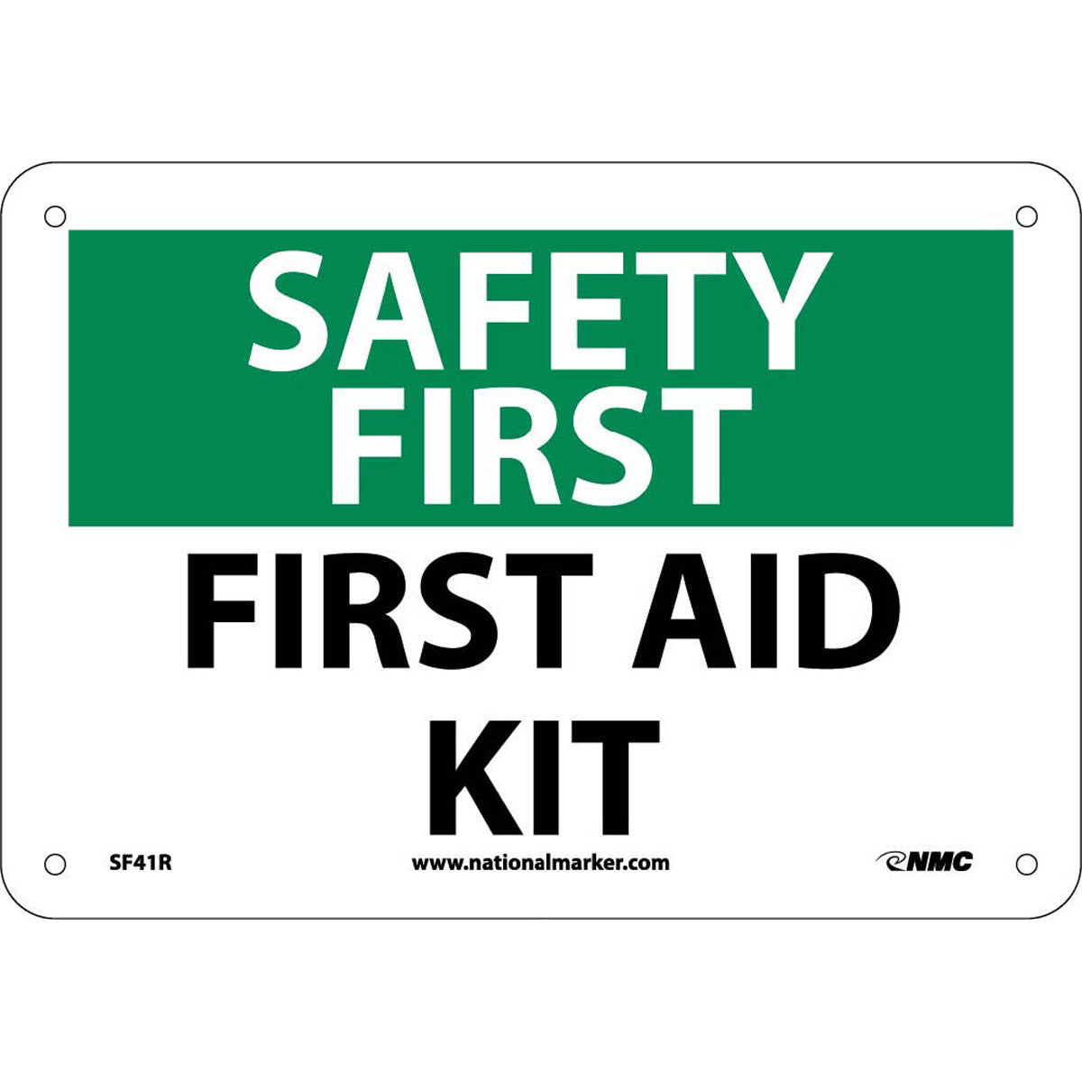 NM 7" X 10" White .05" Rigid Plastic First Aid Kit Sign "FIRST AID KIT"-eSafety Supplies, Inc
