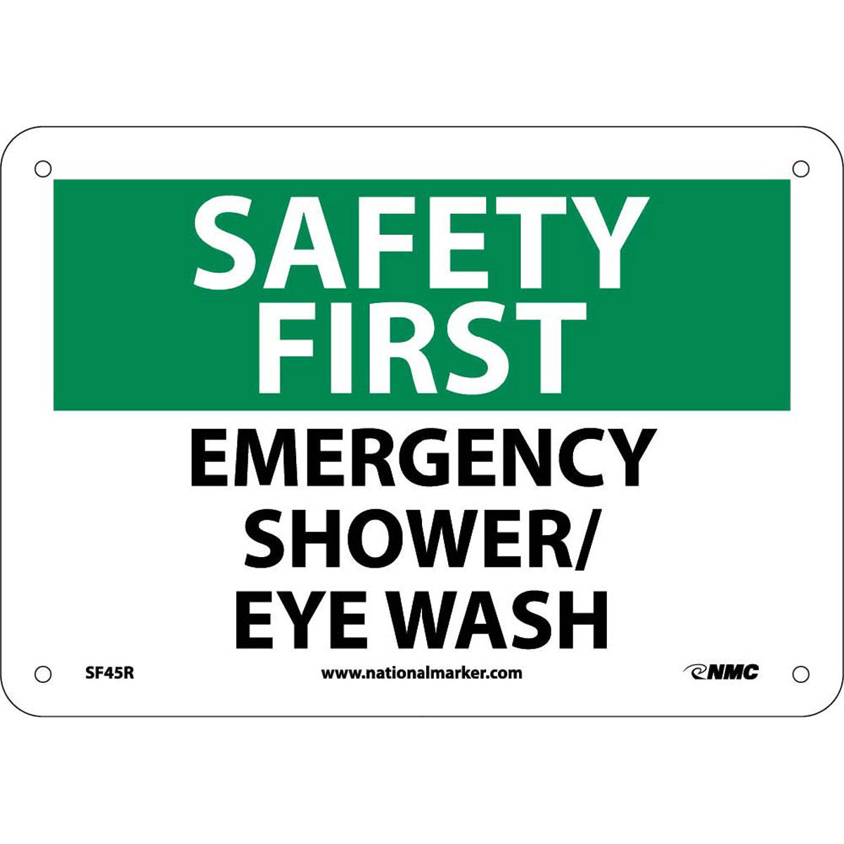NM 7" X 10" White .05" Rigid Plastic Eye And Shower Wash Station Sign "EMERGENCY SHOWER/ EYE WASH"-eSafety Supplies, Inc