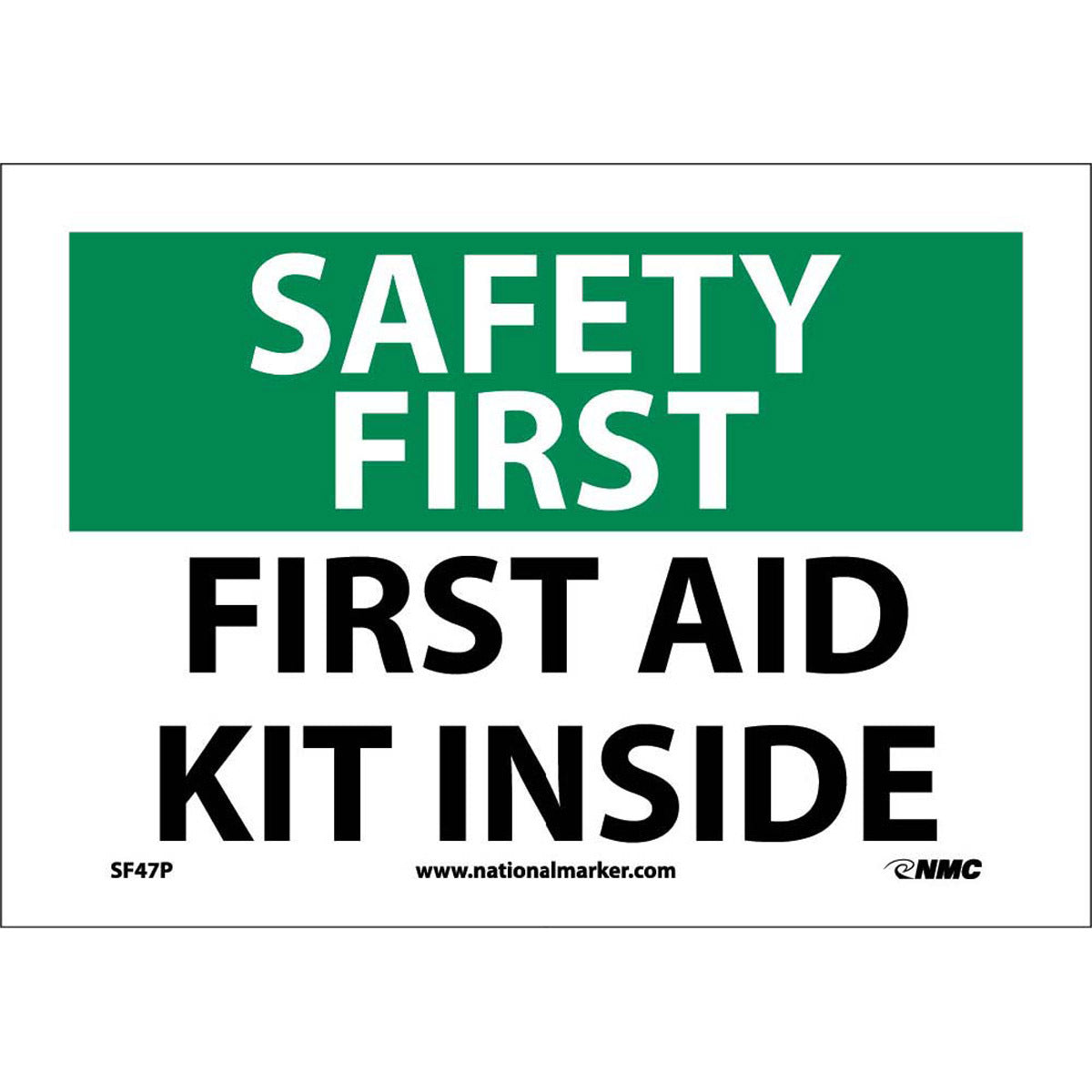 NM 7" X 10" White .0045" Pressure Sensitive Vinyl First Aid Kit Sign "FIRST AID KIT INSIDE"-eSafety Supplies, Inc