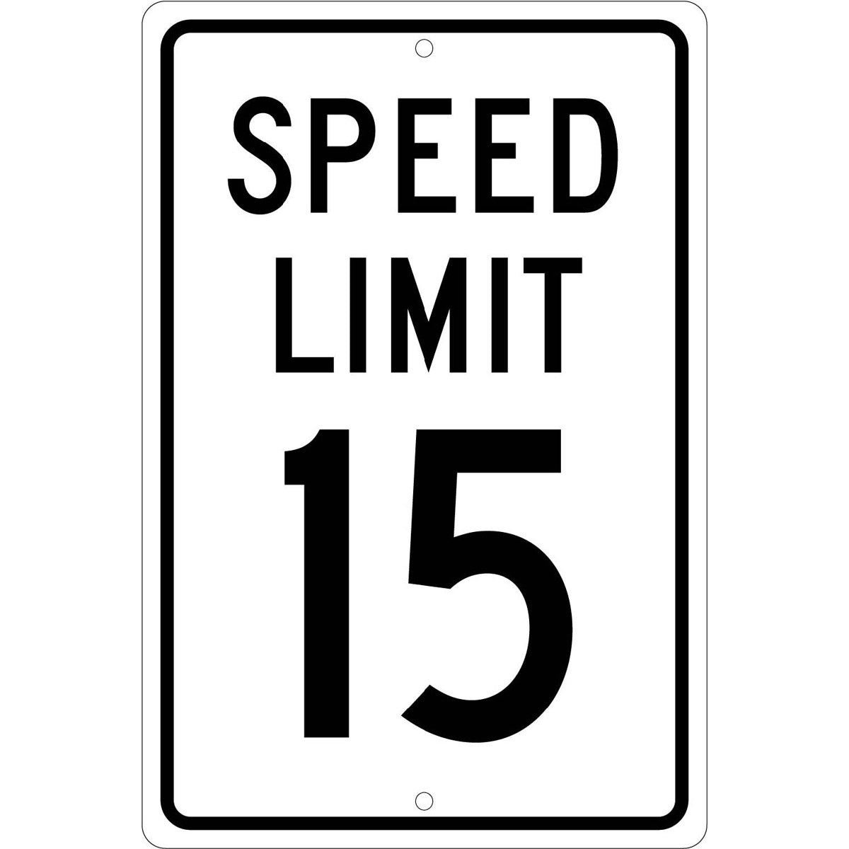 NM 18" X 12" White .063" Aluminum Parking And Traffic Sign "SPEED LIMIT 15"-eSafety Supplies, Inc
