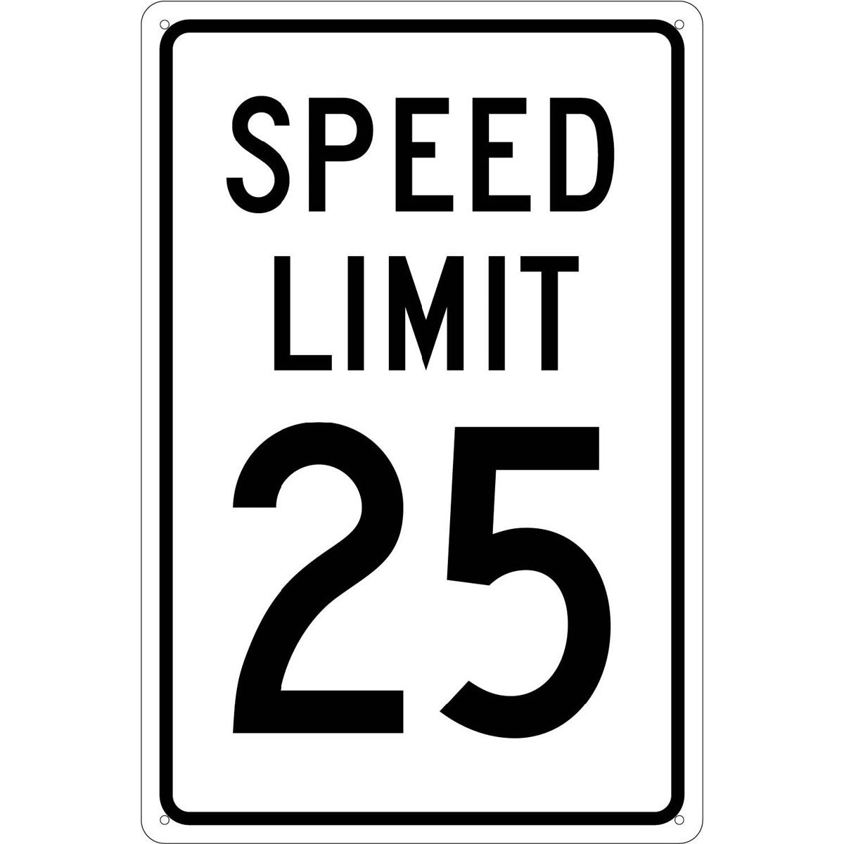 NM 18" X 12" White .04" Aluminum Parking And Traffic Sign "SPEED LIMIT 25"-eSafety Supplies, Inc