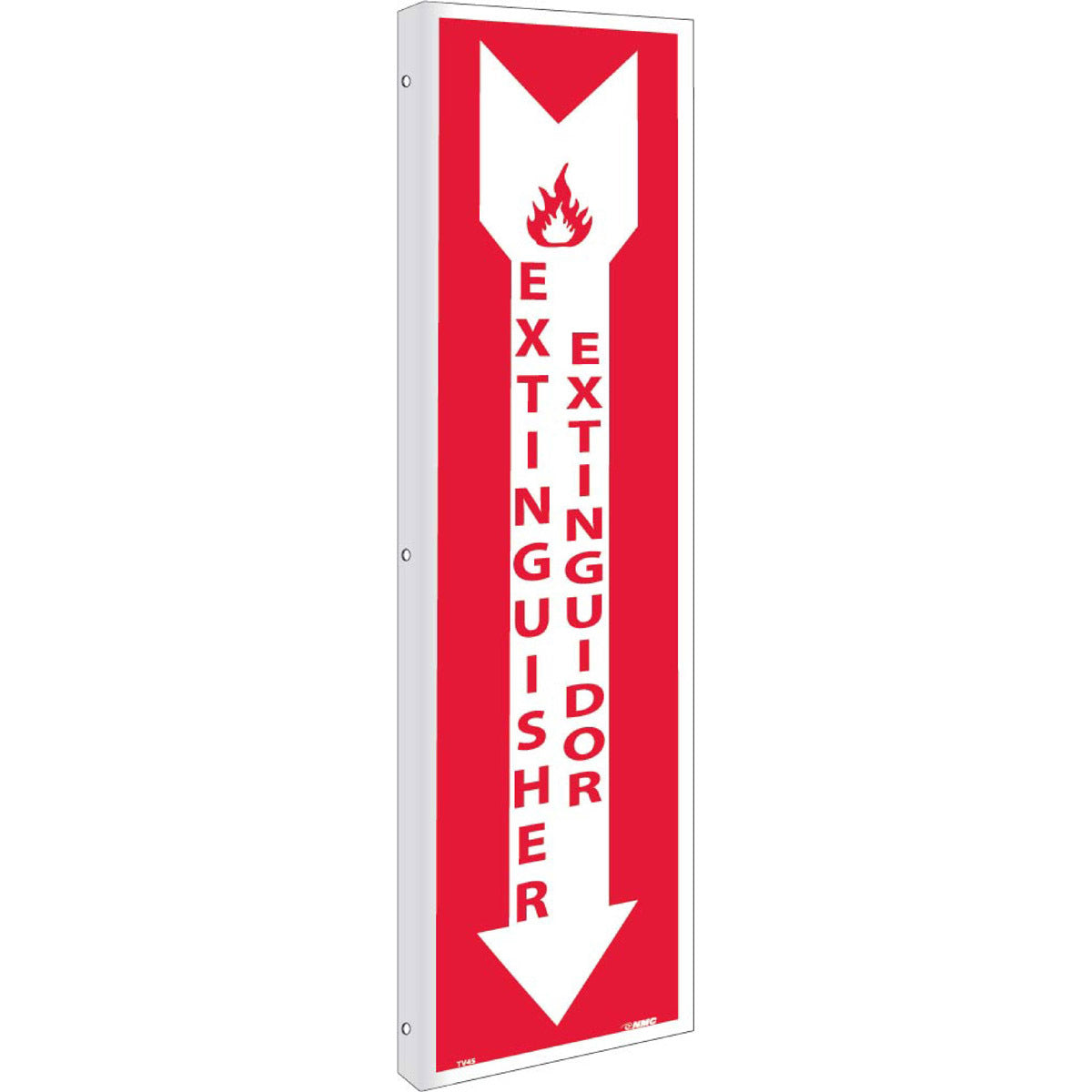 NM 18" X 5" White .05" Rigid Plastic Spanish/English Bilingual Sign "EXTINGUISHER"-eSafety Supplies, Inc