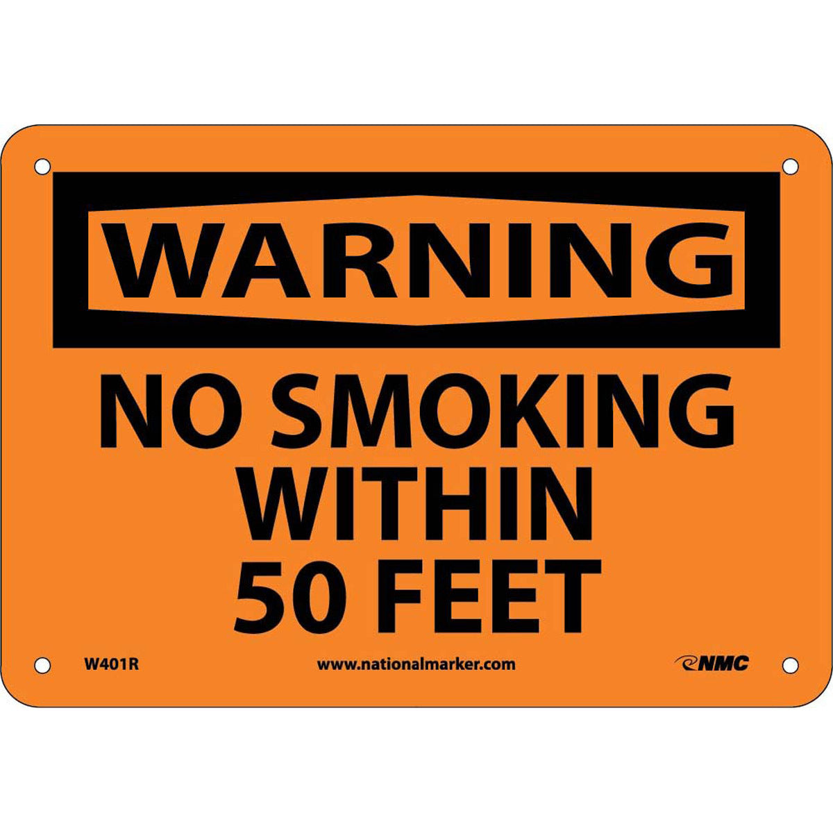 NM 7" X 10" Multi .05" Rigid Plastic Smoking Control Sign "WARNING NO SMOKING WITHIN 50 FEET"-eSafety Supplies, Inc