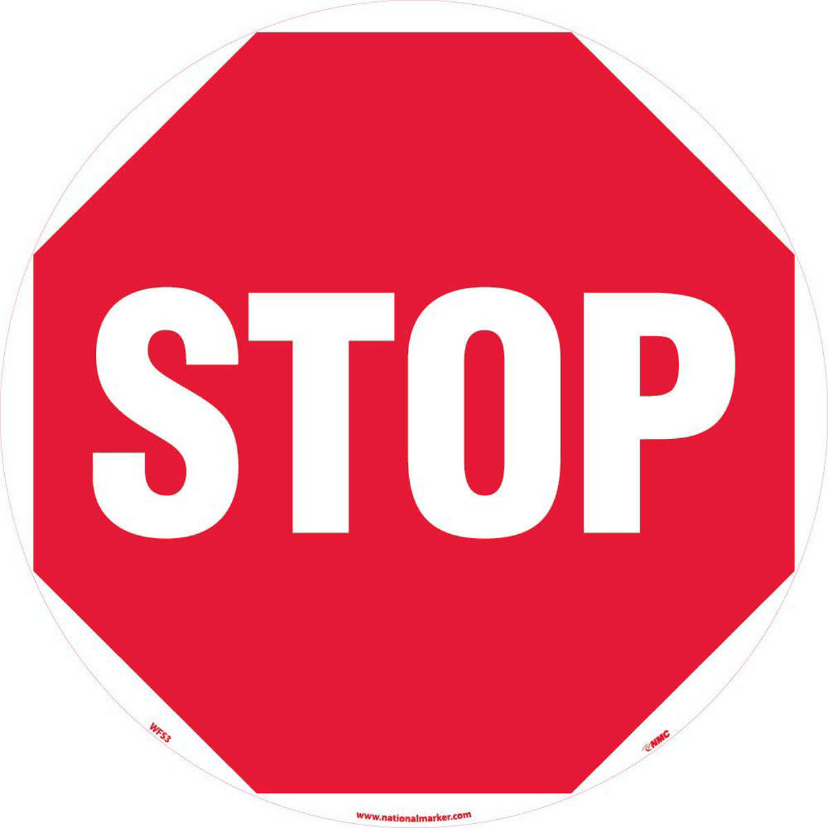 NM 17" X 17" White .0045" Pressure Sensitive Vinyl Walk-On Floor Safety Sign "STOP"-eSafety Supplies, Inc
