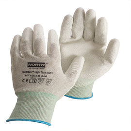 Honeywell NorthFlex Light Task ESD™ 15 Gauge Polyurethane Palm And Fingertips Coated Thunderon® ESD Fiber Liner And Knit Wrist Cuff