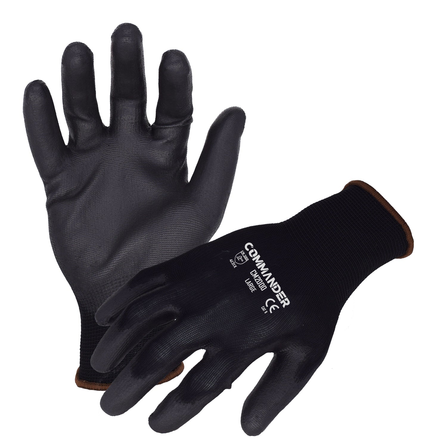 Commander 13-Gauge Seamless Black Nylon Glove with Polyurethane Palm Coating | CM2000-eSafety Supplies, Inc