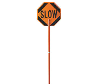 Cortina Safety Products 24" Red And Orange Plastic Pole Mounted Paddle "STOP/SLOW" With Engineer Grade Hi-Intensity Sheeting And 81" Plastic Handle-eSafety Supplies, Inc