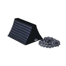 Cortina Safety Products 10" X 8" X 6" Black Recycled Rubber Heavy Duty Wheel Chock With 12' Chain-eSafety Supplies, Inc