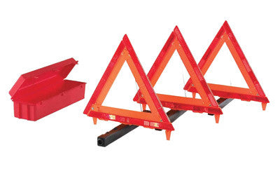 Cortina Safety Products Fluorescent Orange Acrylic 3-Piece Triangle Warning Kit With  Triangles in Living Hinge Box