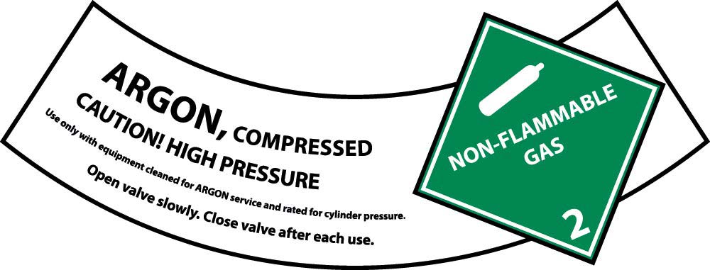 Argon Cylinder Shoulder Label - Pack of 25-eSafety Supplies, Inc