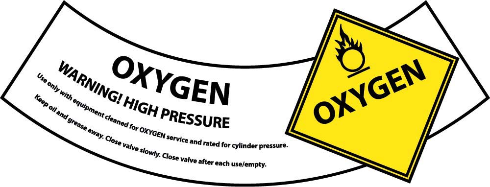 Oxygen Cylinder Shoulder Label - Pack of 25-eSafety Supplies, Inc