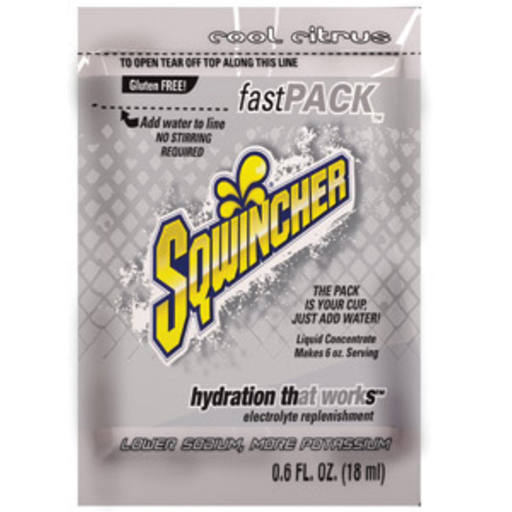 Sqwincher .6 Ounce Fast Pack Liquid Concentrate Pouch Electrolyte Drink (1 Box Electrolyte Drink Pouch - Pack)-eSafety Supplies, Inc