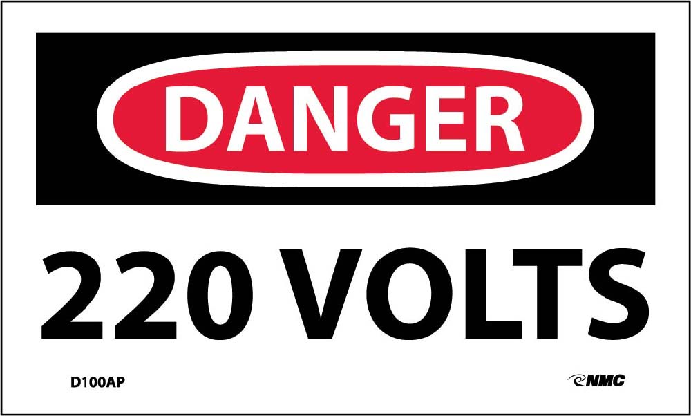 Danger 220 Volts Label - 5 Pack-eSafety Supplies, Inc