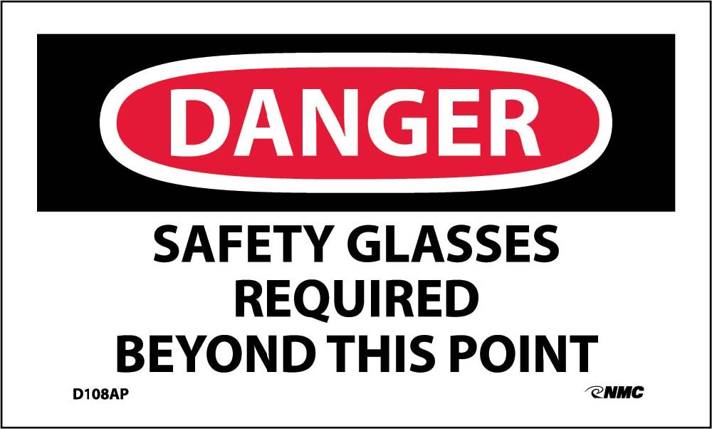 Danger Safety Glasses Required Beyond This Point Label - 5 Pack-eSafety Supplies, Inc