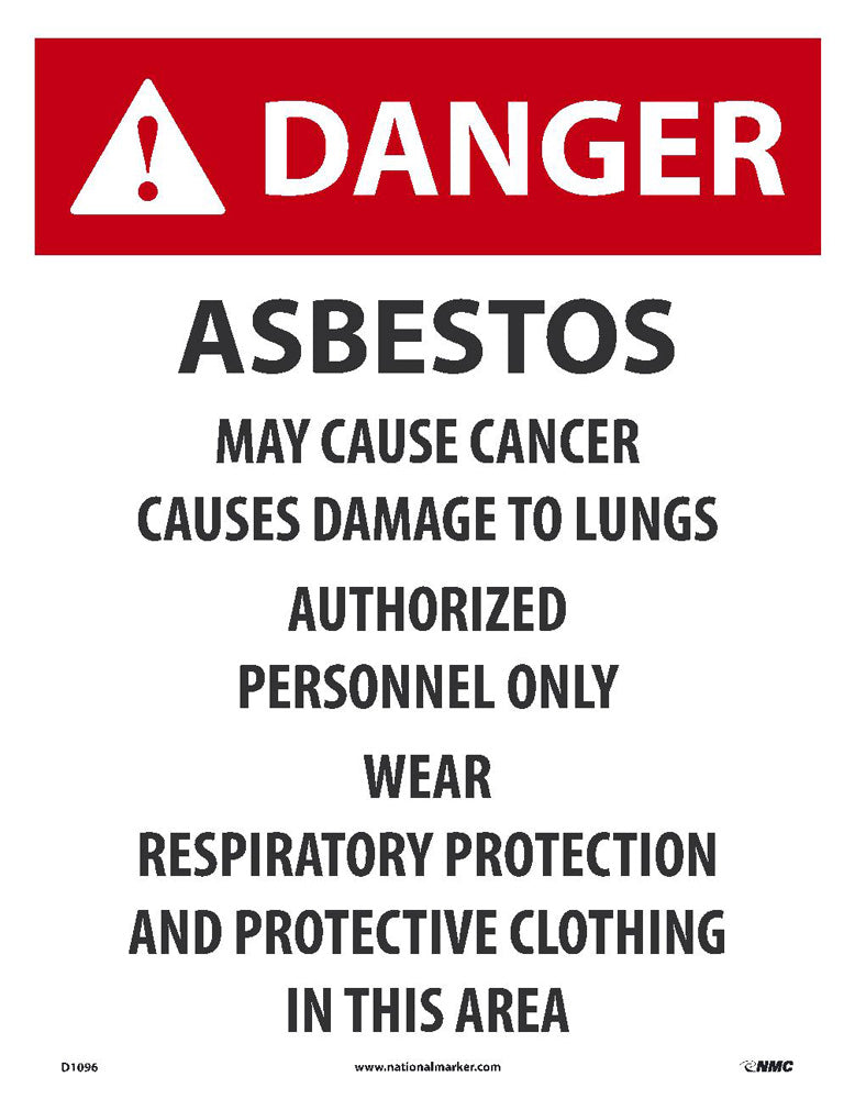 Danger,Asbestos May Cause Cancer,English,19X13,Paper, 200/Pk - D1096-eSafety Supplies, Inc