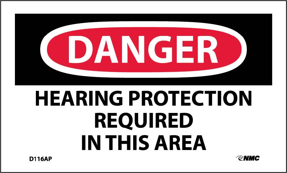 Danger Hearing Protection Required In This Area Label - 5 Pack-eSafety Supplies, Inc