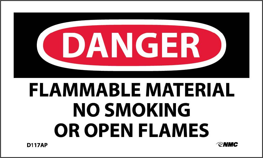 Danger Flammable Material No Smoking Or Open Flames Label - 5 Pack-eSafety Supplies, Inc