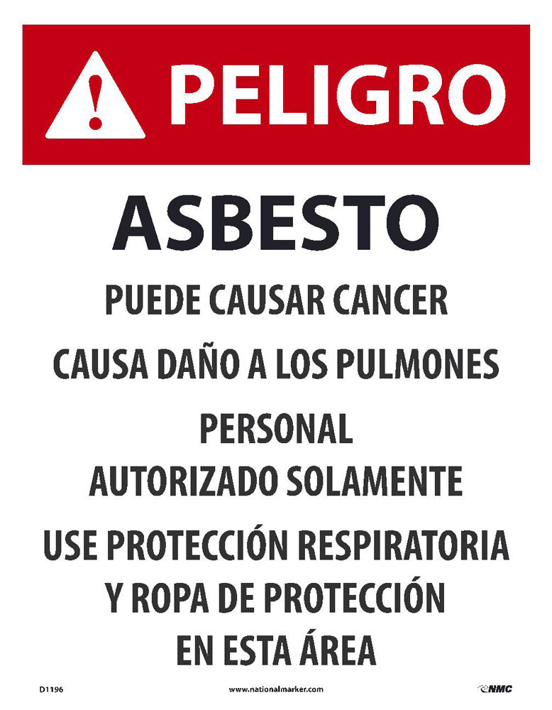 Peligro,Asbesto Puede Causar Cancer,Spanish,19X13,Paper, 200/Pk - D1196-eSafety Supplies, Inc