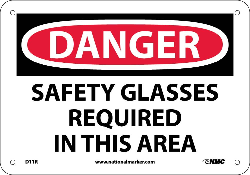 Danger Safety Glasses Required In This Area Sign-eSafety Supplies, Inc