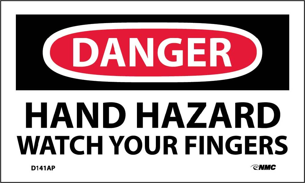 Danger Hand Hazard Watch Your Fingers Label - 5 Pack-eSafety Supplies, Inc