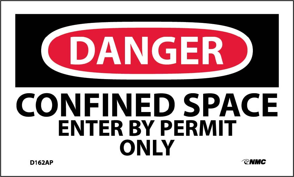 Danger Confined Space Enter By Permit Only Label - 5 Pack-eSafety Supplies, Inc