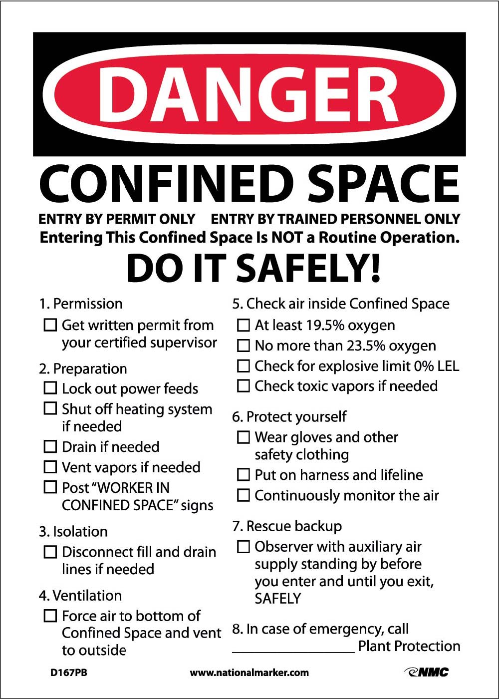 Danger Confined Space Permit Required Sign-eSafety Supplies, Inc