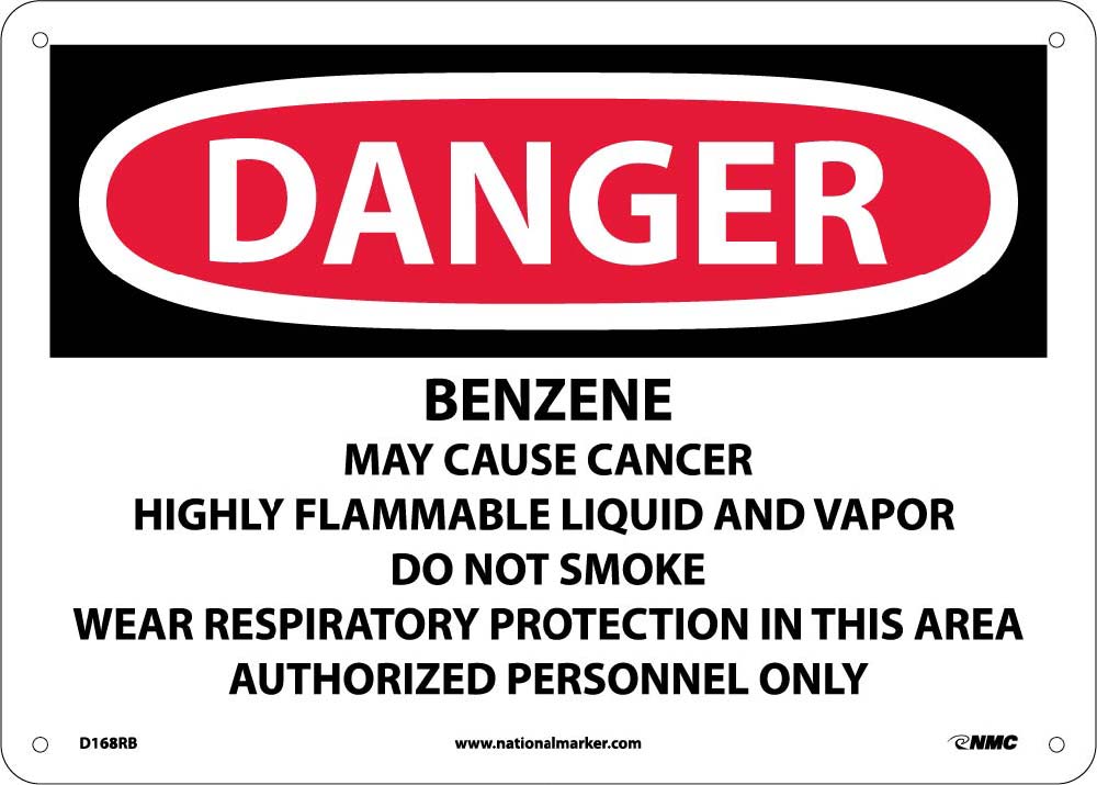 Benzene Cancer Hazard Flammable No Smoki Sign-eSafety Supplies, Inc