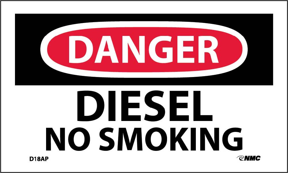 Danger Diesel No Smoking Label - 5 Pack-eSafety Supplies, Inc