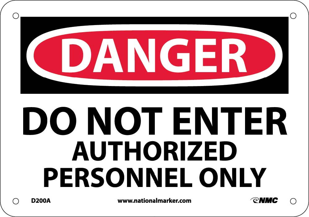 Danger Do Not Enter Authorized Personnel Only Sign-eSafety Supplies, Inc