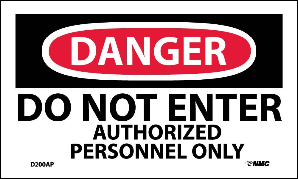 Danger Do Not Enter Authorized Personnel Only Label - 5 Pack-eSafety Supplies, Inc