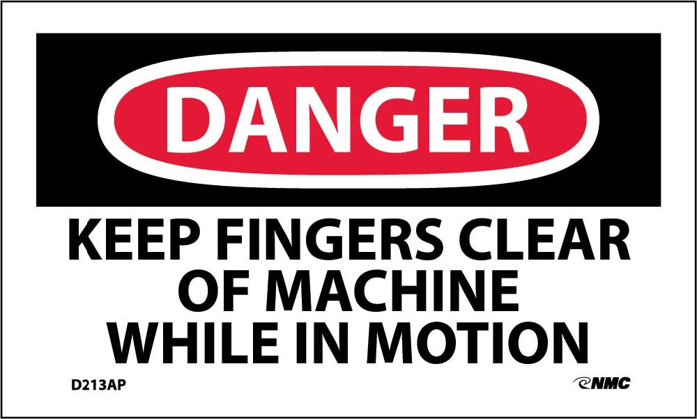 Danger Keep Fingers Clear Of Machine In Motion Label - 5 Pack-eSafety Supplies, Inc