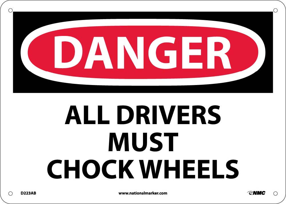 Danger All Drivers Must Chock Wheels Sign-eSafety Supplies, Inc