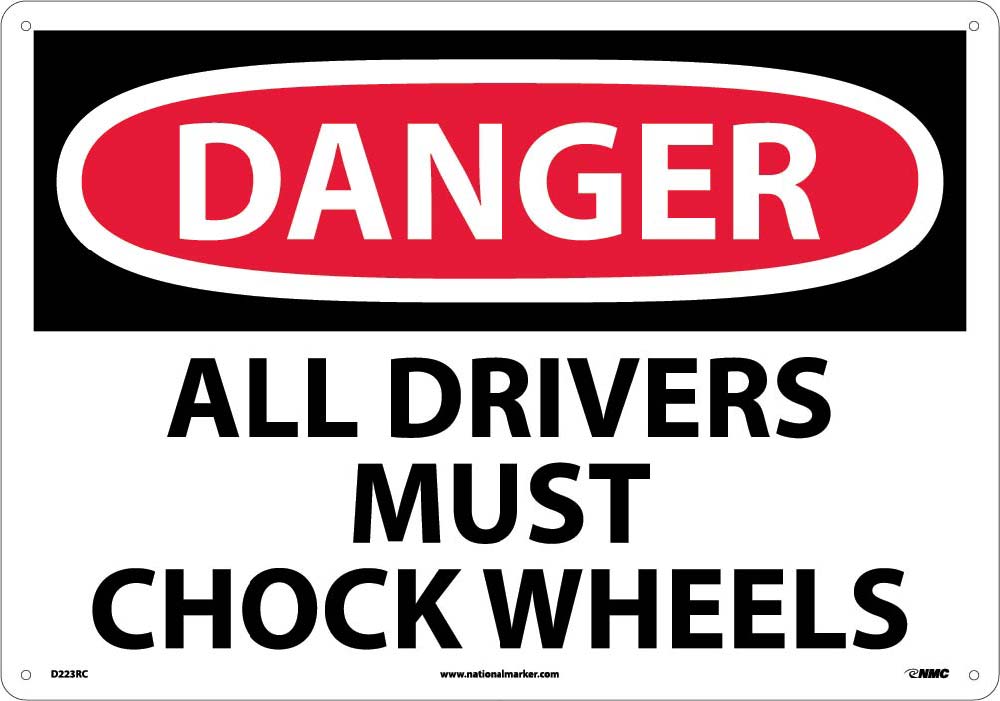 Large Format Danger All Drivers Must Chock Wheels Sign-eSafety Supplies, Inc
