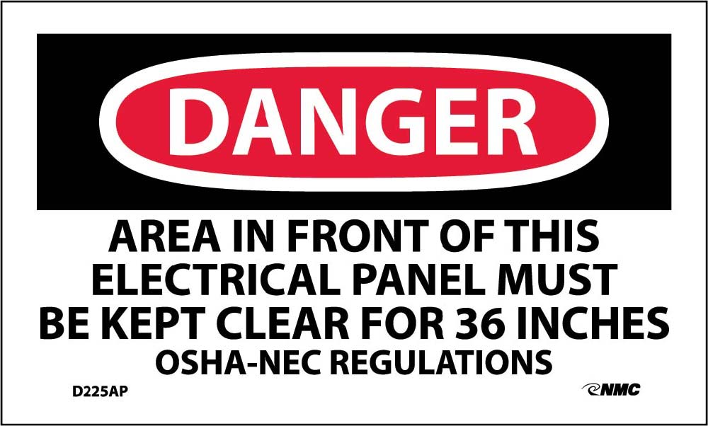 Danger Keep Electrical Panel Clear Label - 5 Pack-eSafety Supplies, Inc