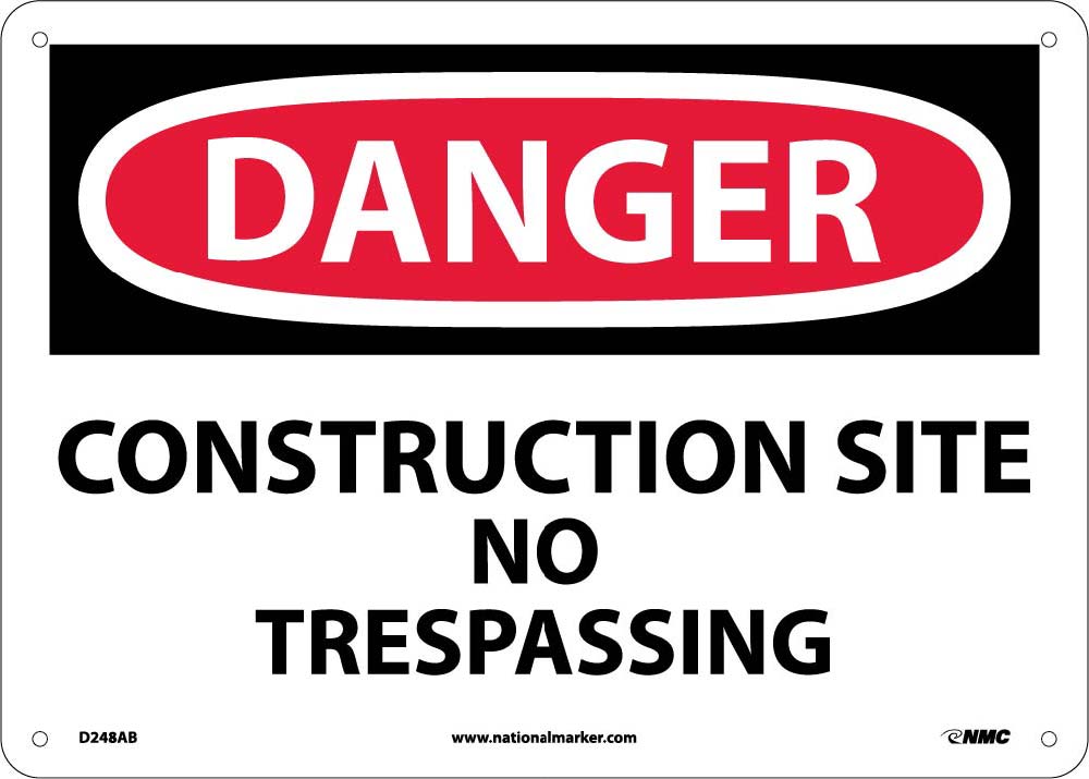 Danger Construction Site No Trespassing Sing-eSafety Supplies, Inc