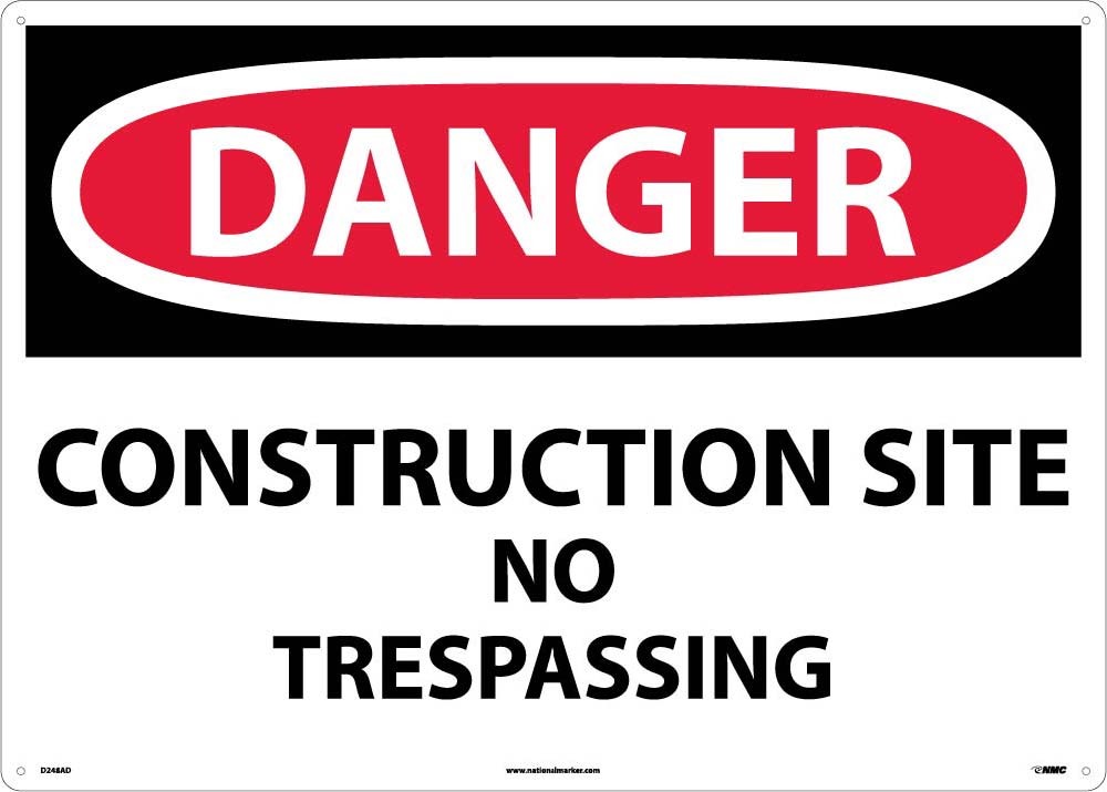 Large Format Danger Construction Site No Trespassing Sign-eSafety Supplies, Inc