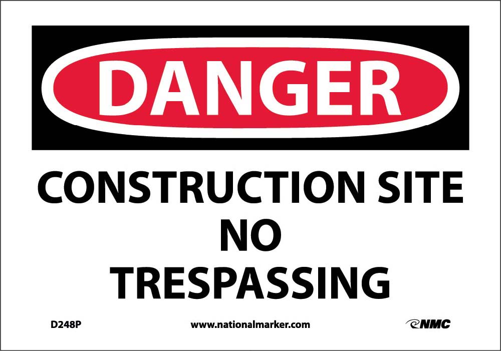 Danger Construction Site No Trespassing Sing-eSafety Supplies, Inc