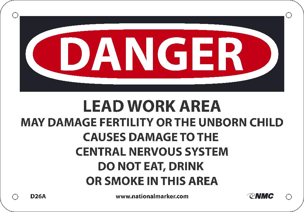 Danger Lead Work Area Sign