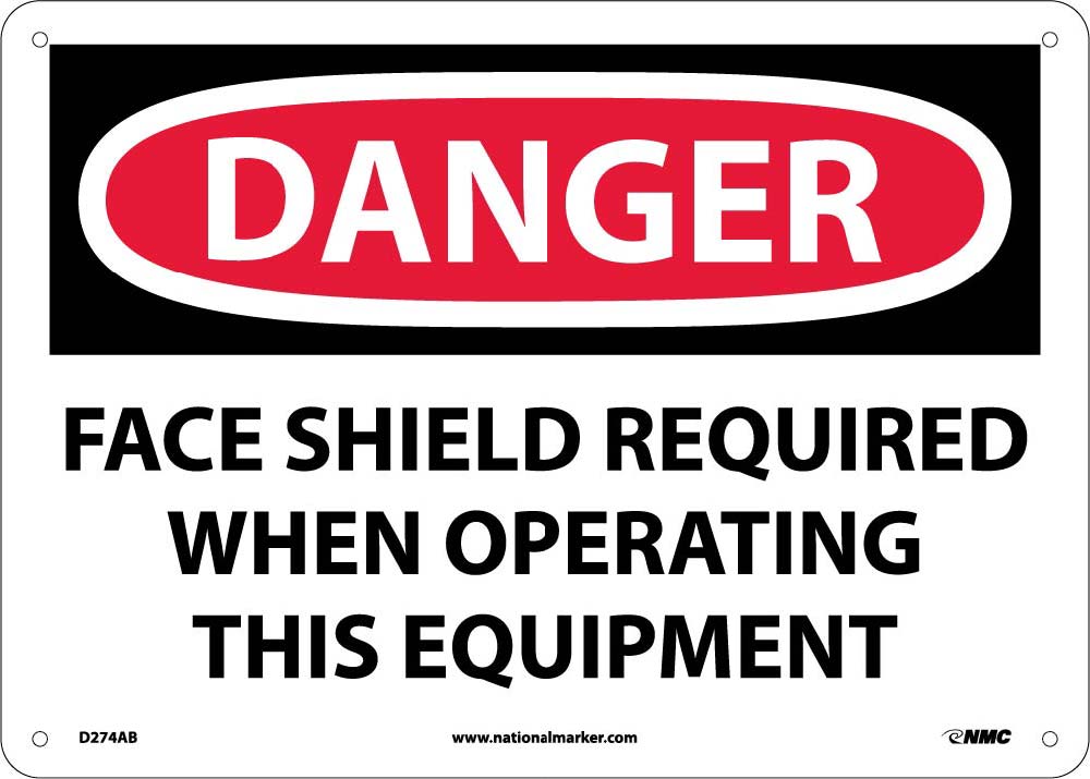 Danger Face Shield Required Sign-eSafety Supplies, Inc
