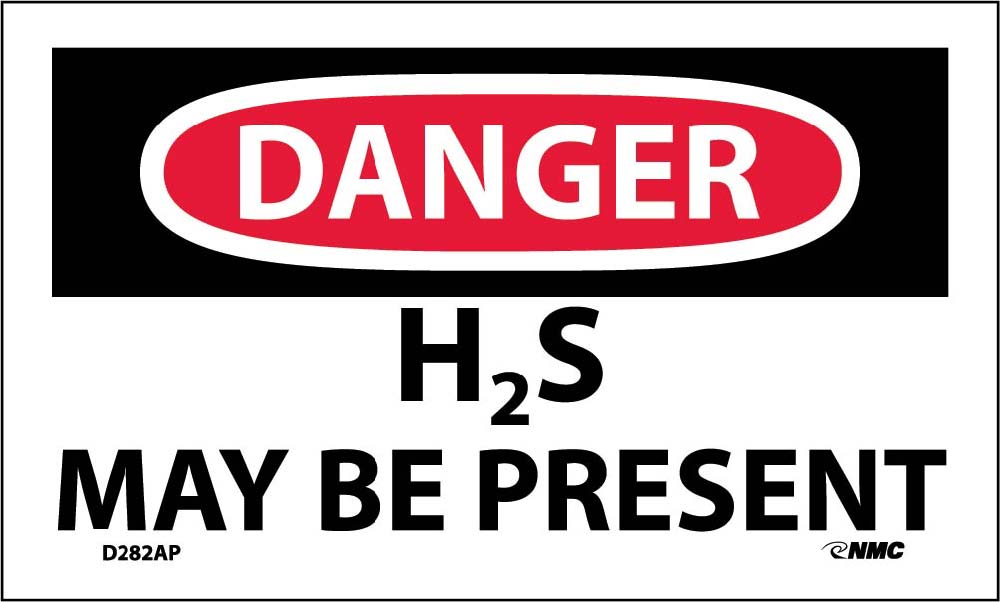 Danger H2S May Be Present Label - 5 Pack-eSafety Supplies, Inc