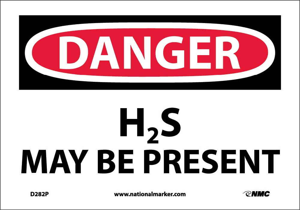 Danger H2S May Be Present Sign-eSafety Supplies, Inc