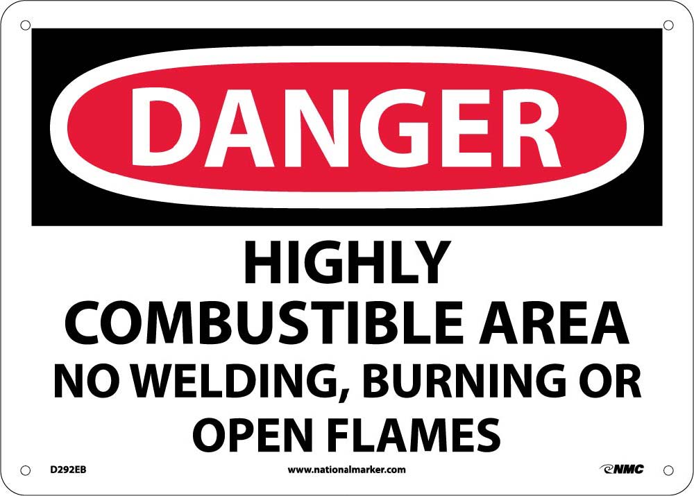 Highly Combustible Area No Welding Burni Sign-eSafety Supplies, Inc
