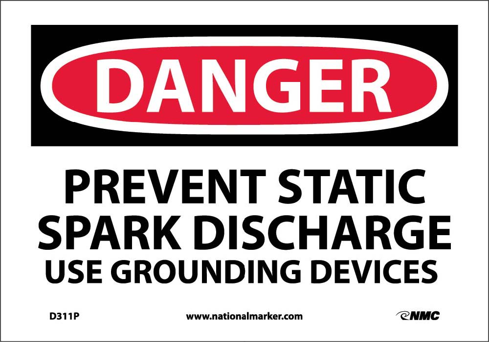 Prevent Static Spark Discharge Use Groun Sign-eSafety Supplies, Inc