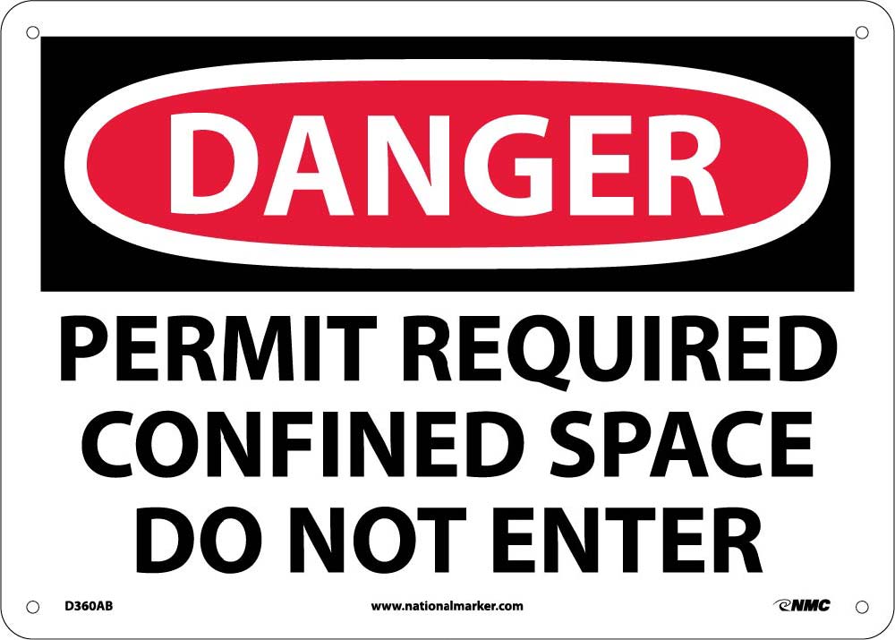 Danger Confined Space Permit Required Sign