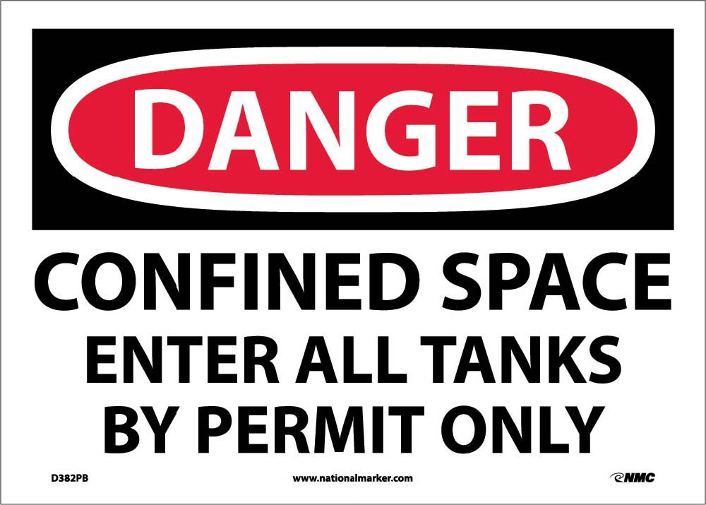 Danger Confined Space Enter All Tanks By Permit Only Sign-eSafety Supplies, Inc