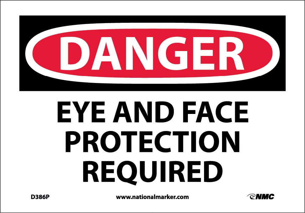 Danger Eye And Face Protection Required Sign-eSafety Supplies, Inc