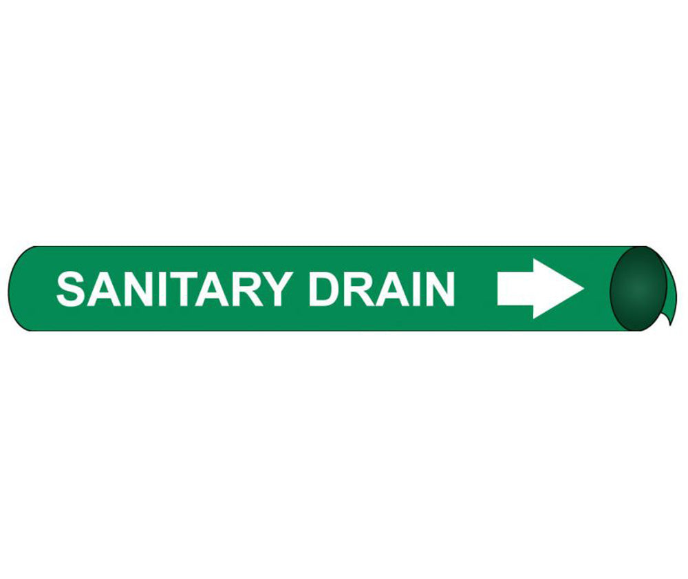Sanitary Drain Precoiled/Strap-On Pipe Marker-eSafety Supplies, Inc