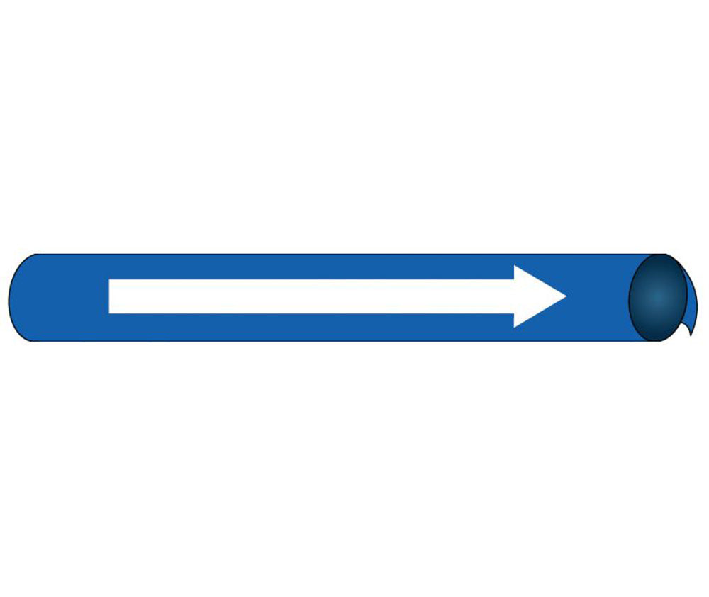 Direction Arrow White/Blue Precoiled/Strap-On Pipe Marker