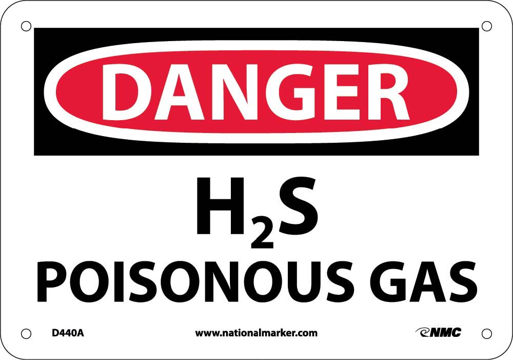 Danger H2S Poisonous Gas Sign-eSafety Supplies, Inc
